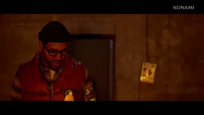 Trailer still of the Townfall protagonist in a red jacket indoors
