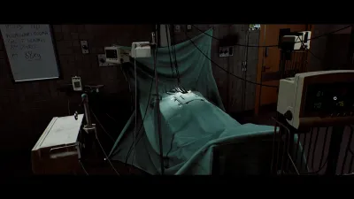 Hospital room in Townfall with a covered bed and monitoring equipment